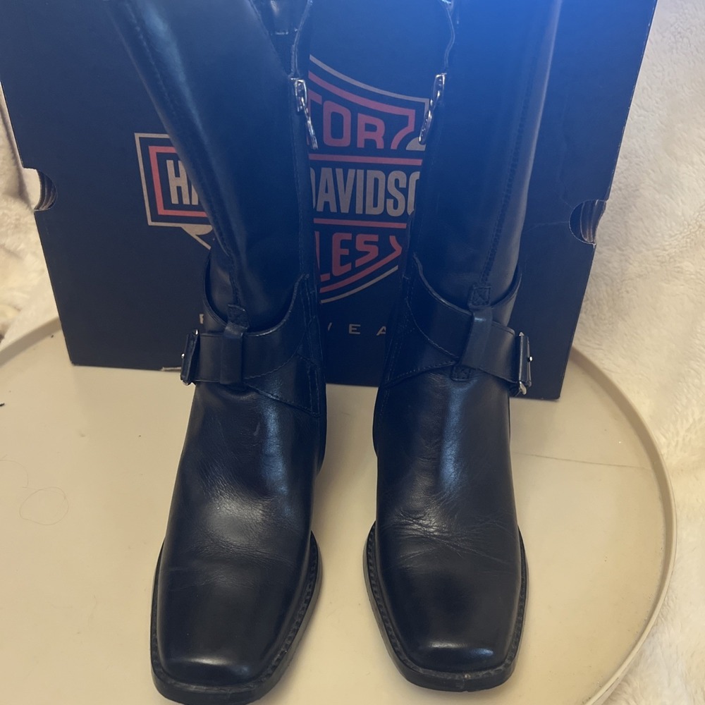 Harley Davidson Natasha Heel Boots Women 6 In Box EUC Black Motorcycle